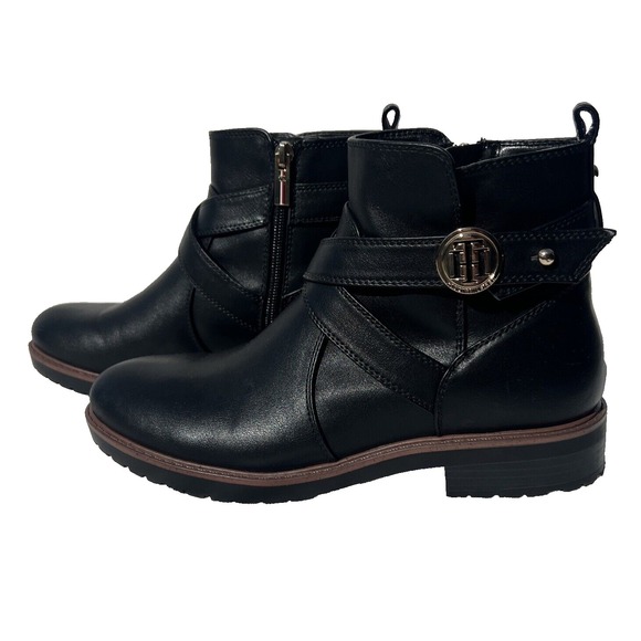Tommy Hilfiger Women's Fennie Logo Ankle Boots‎ Black Sz. 8M Fashionable EUC - Picture 11 of 11